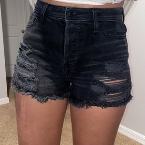 Hollister Black wash distressed shorts